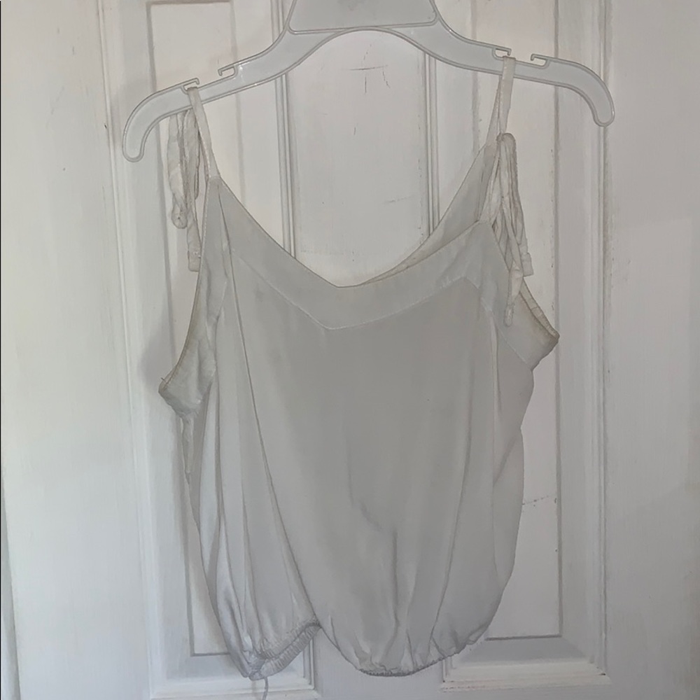 WHITE SHEER CROP TANK TOP WITH TIES
